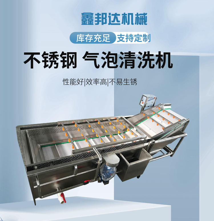 Barbecue peanuts, soybeans, tomatoes, fully automatic bubble cleaning machine, high-pressure spray equipment, cleaning air main line