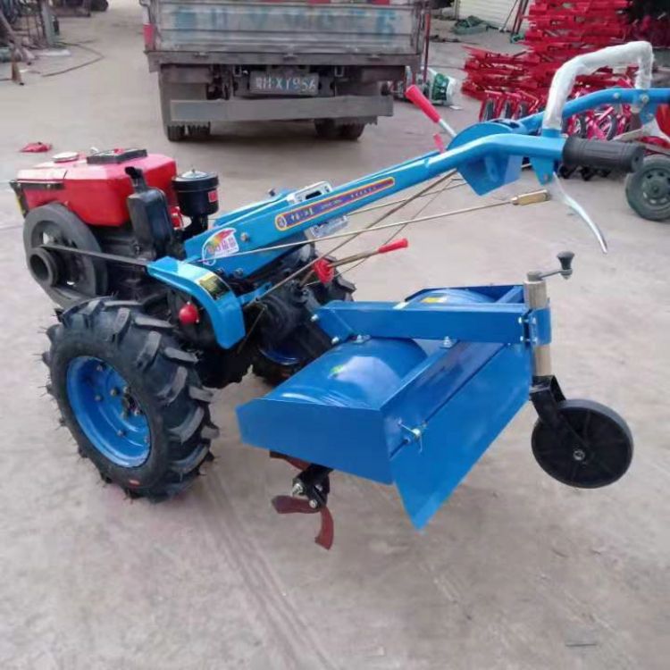 Strawberry and scallion trenching and cultivation machine, rotary tiller, seat walking wheel, hand held corn seeder