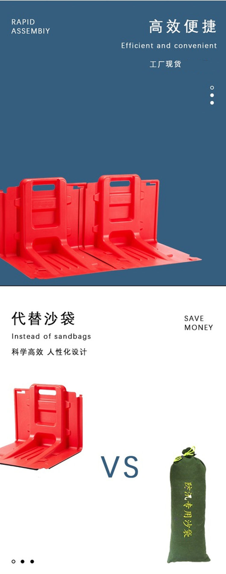 ABS plastic detachable combined drainage and flood control board portable water retaining wall