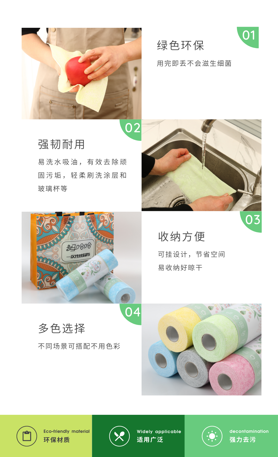 Multipurpose loofah cloth, disposable wet and dry household cleaning products, kitchen paper