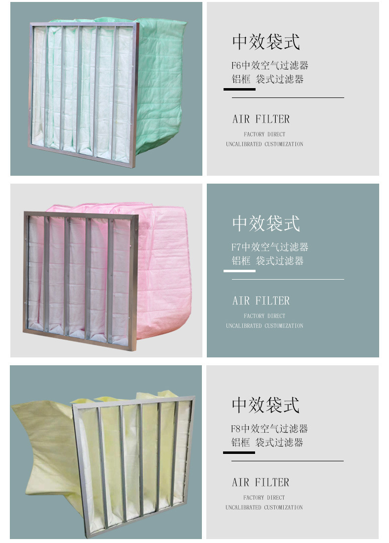 Primary efficiency plate filter bag type medium efficiency air filter bag HEPA no partition high-efficiency air supply outlet set of four pieces