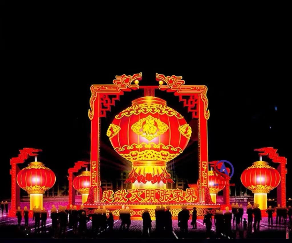 Large festive lanterns New Year's Day Spring Festival Lantern Festival Lantern Festival Temple fair Outdoor frame luminous Christmas tree beautiful layout