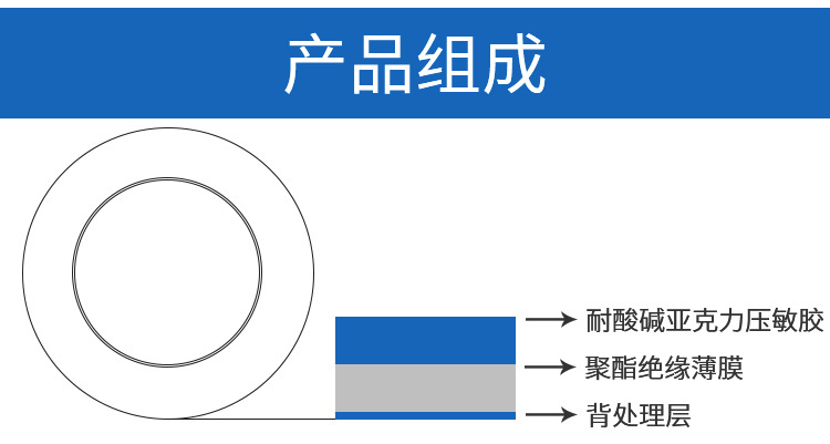 Manufacturer's blue polyester film tape, lithium battery PET digital lug termination tape, electrolytic resistant Electrical tape