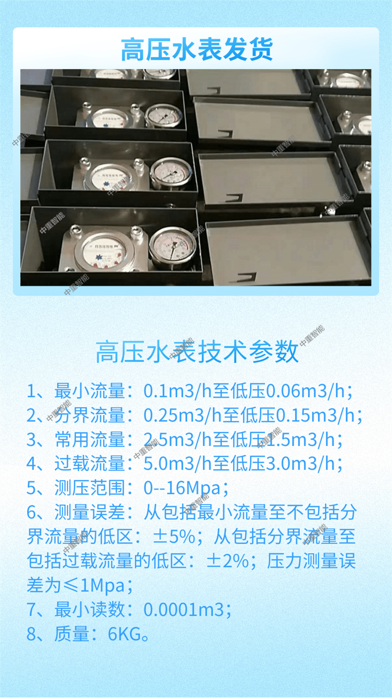 Digital wheeled coal seam water injection flowmeter for mining, intuitive and easy to read dual function high pressure water meter ZGS-16 type