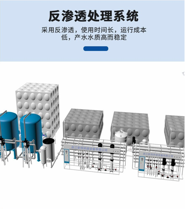 A complete set of RO pure water equipment for reverse osmosis water treatment, Xinwei Environmental Protection, and stable operation