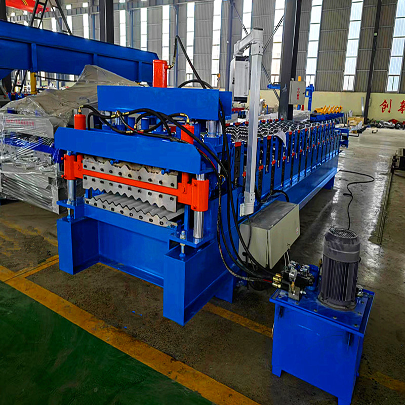 Export double-layer glazed tile machine 925 incoming plate color steel pressing tile machine reinforcing rib antique tile machine