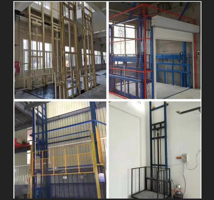 Freight elevator hydraulic anti fall guide rail type factory warehouse fixed double track lifting platform