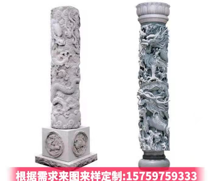 Stone pillars Marble dragon pillars Totem pillars Granite ornamental column stone pillars Carving plaza 12 Zodiac culture pillars