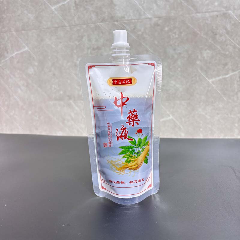 Traditional Chinese medicine liquid packaging bag Liquid traditional Chinese medicine roll film beverage soybean milk suction nozzle self standing bag spot support customization