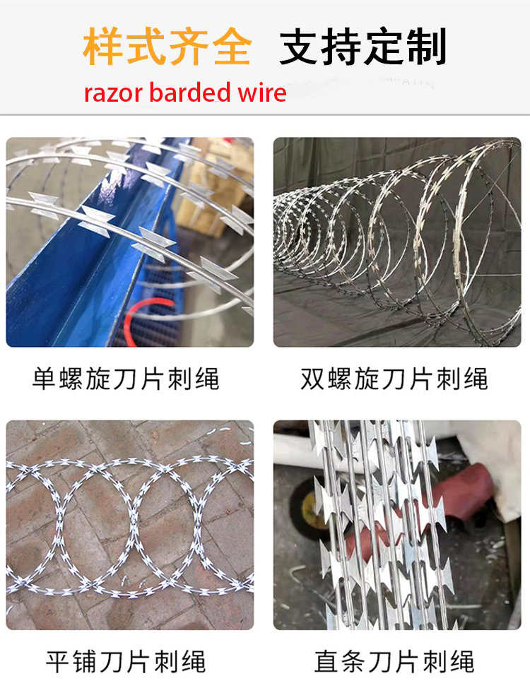 Hot dip galvanized mesh highway anti climbing blade stab rope A stab wire rolling cage BTO-22 Keyan metal