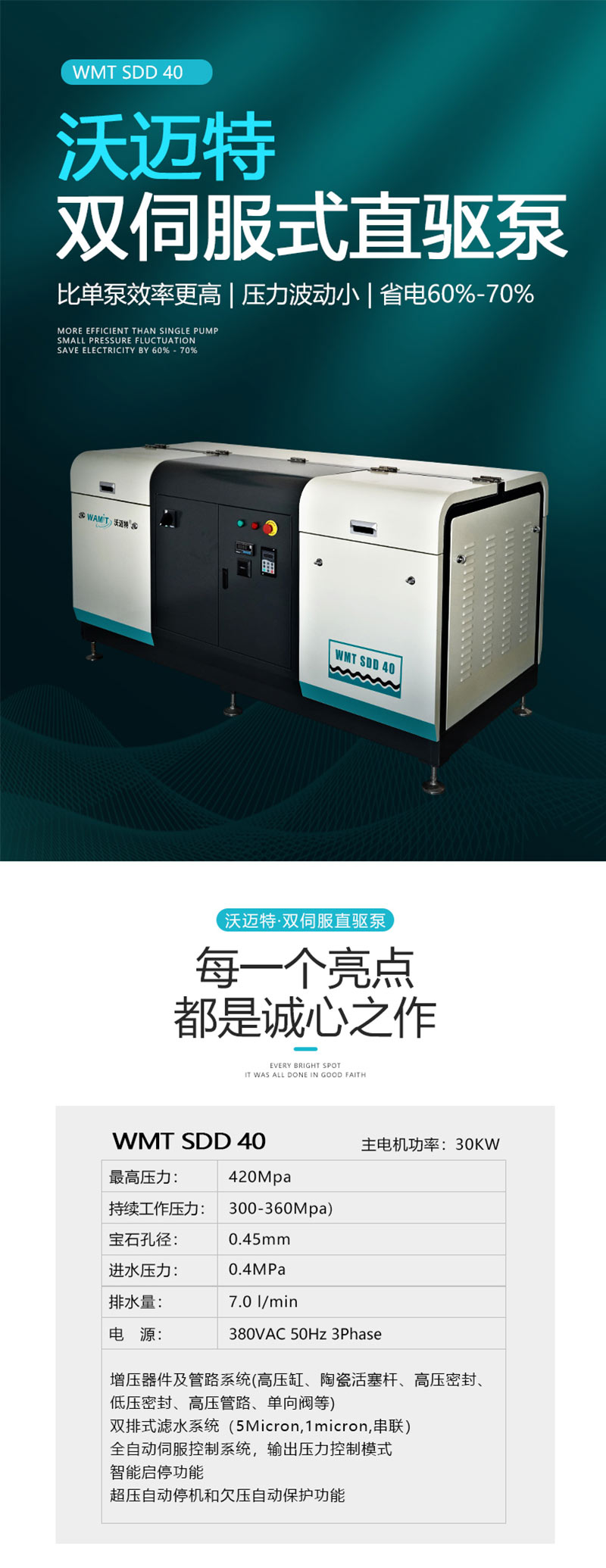 High pressure cleaning direct drive pump water knife cutting machine direct drive supercharger Womai CNC