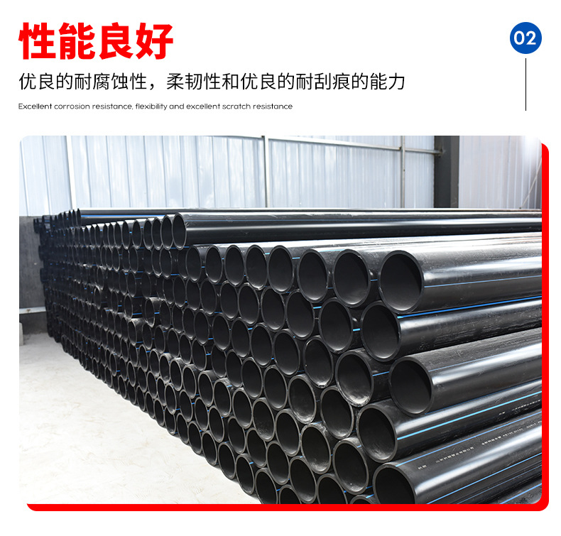 Large caliber HDPE municipal water supply pipeline DN20~DN630 PE100 grade raw materials