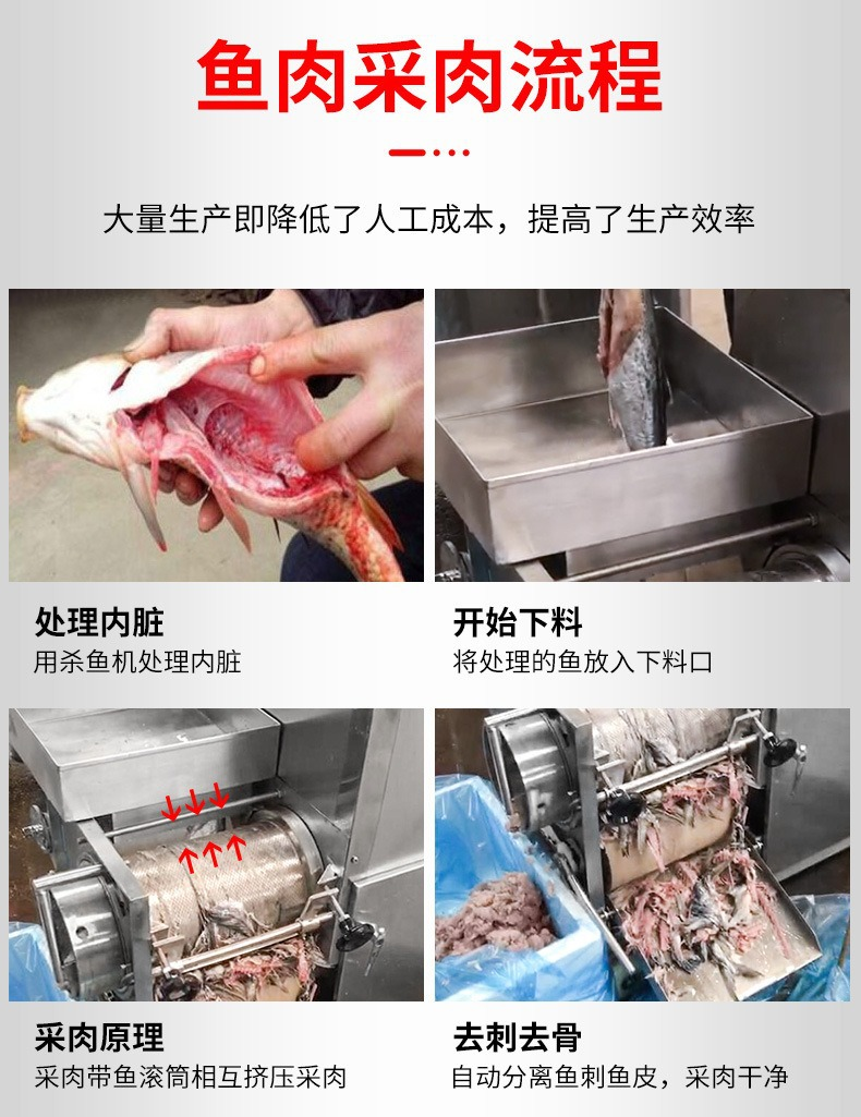 Jiurui Stainless Steel Fish Meat Picking Machine Model 150 Fish Ball and Barb Removal Machine Fully Automatic Fish Mince Extraction Machine