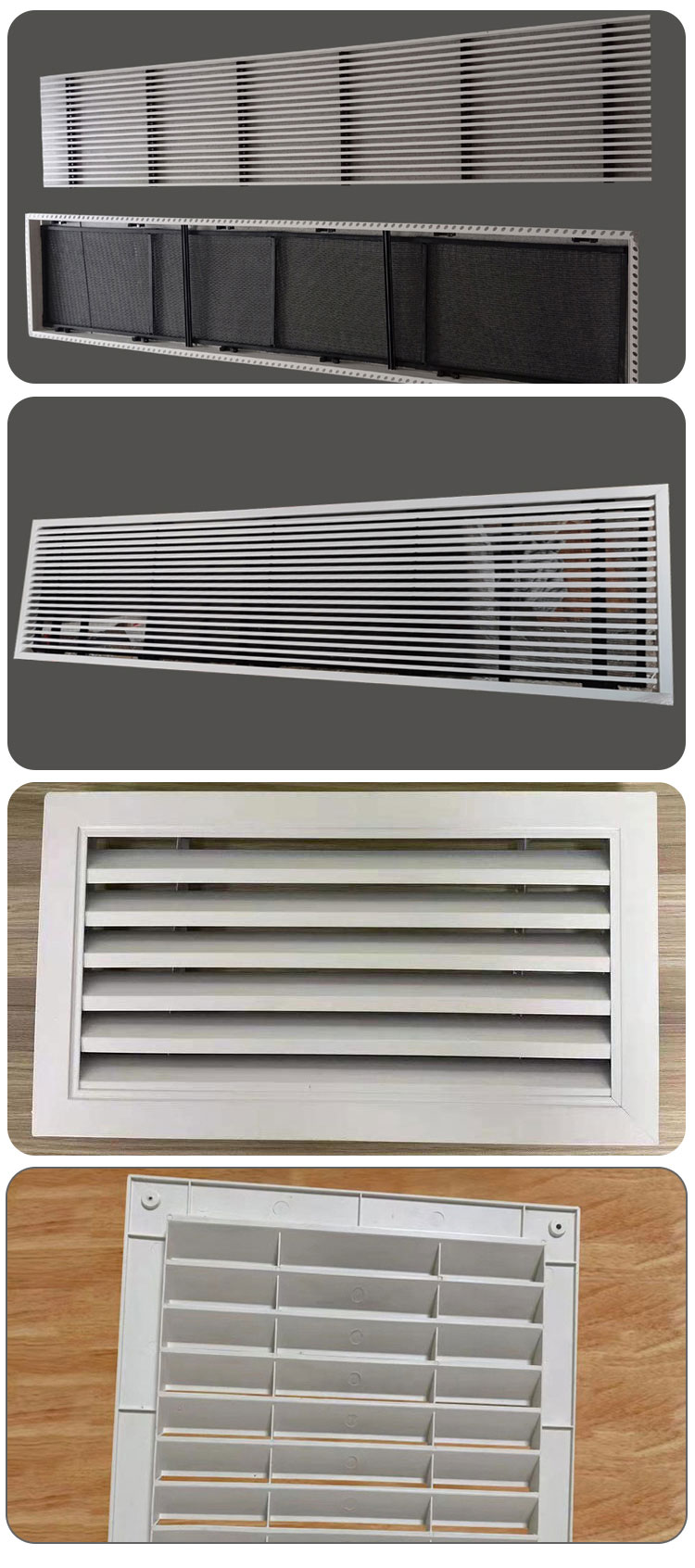 Timely delivery of aluminum alloy air vents with single layer strip air supply and rain proof exhaust vents