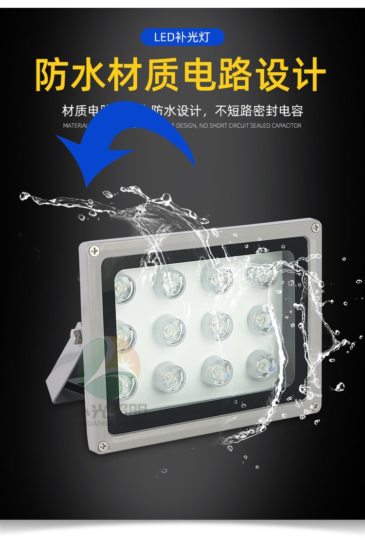 Engineering LED monitoring security fill light license plate recognition high-power adjustable brightness flashing light violation capture light