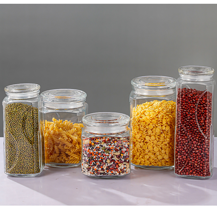 Factory spot wholesale crescent storage jars, glass, sealed bottles for grains, honey cans, glass bottles