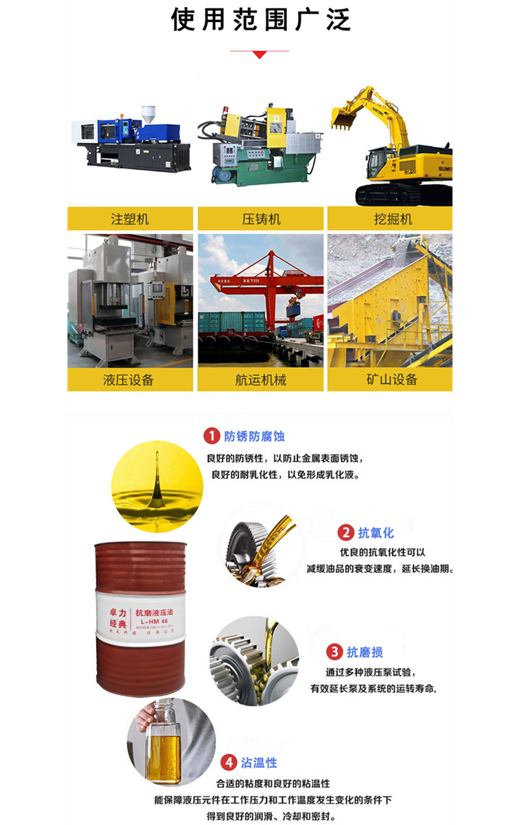 Anti wear hydraulic oil 32 # 46 # 68 excavator, forklift, construction machinery, industrial lubricating oil, transmission oil