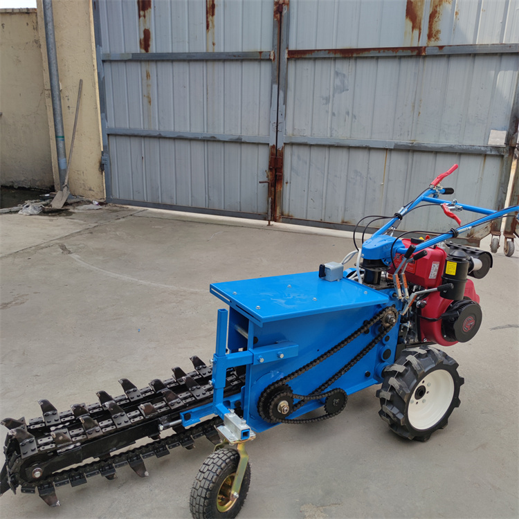 Double chain orchard trenching machine Chengyu small handheld trenching machine 90 deep buried line trenching machine