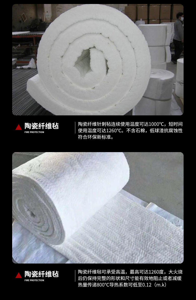 Shengzhong Thermal Insulation Material Aluminum Silicate Fiber Felt 1260 ° C Fireproof Ceramic Fiber Needled Blanket for Power Plants