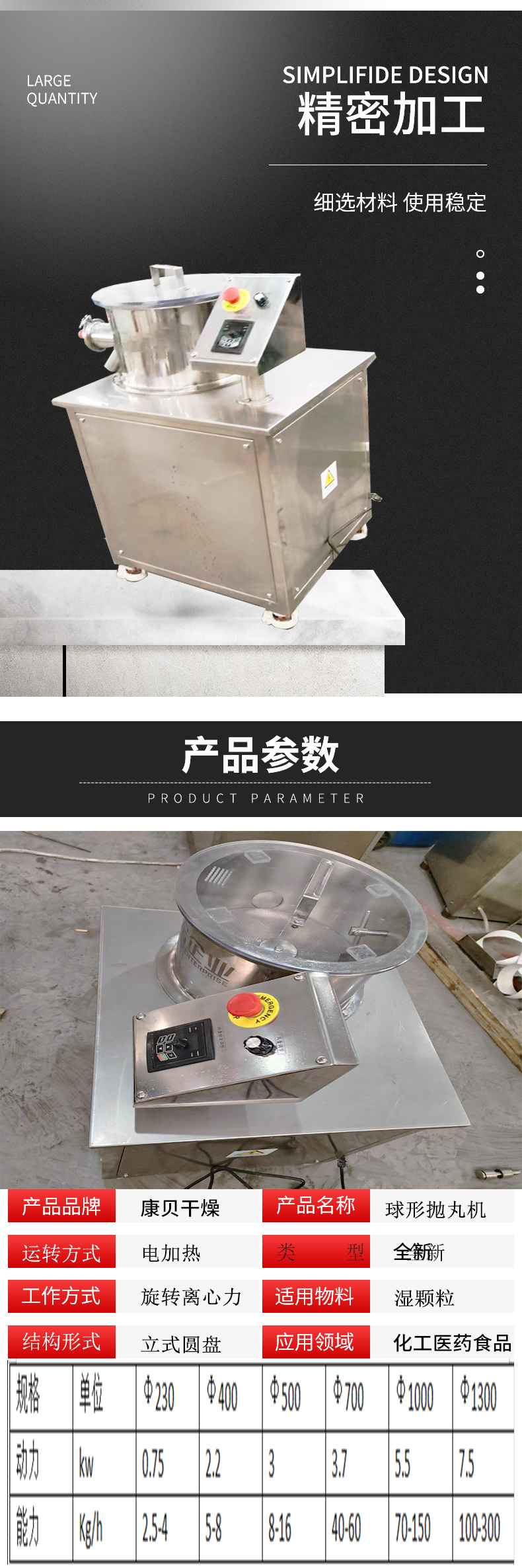 304 stainless steel food shot blasting machine, pill rounding machine, Oreo shaping and pill making equipment, Kangbei