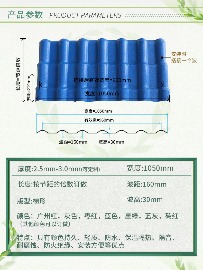 Cold resistant resin tiles with a temperature of -40 degrees below zero for breeding and planting in factory buildings. The roof is covered without a cover and is equipped with transparent lighting tiles