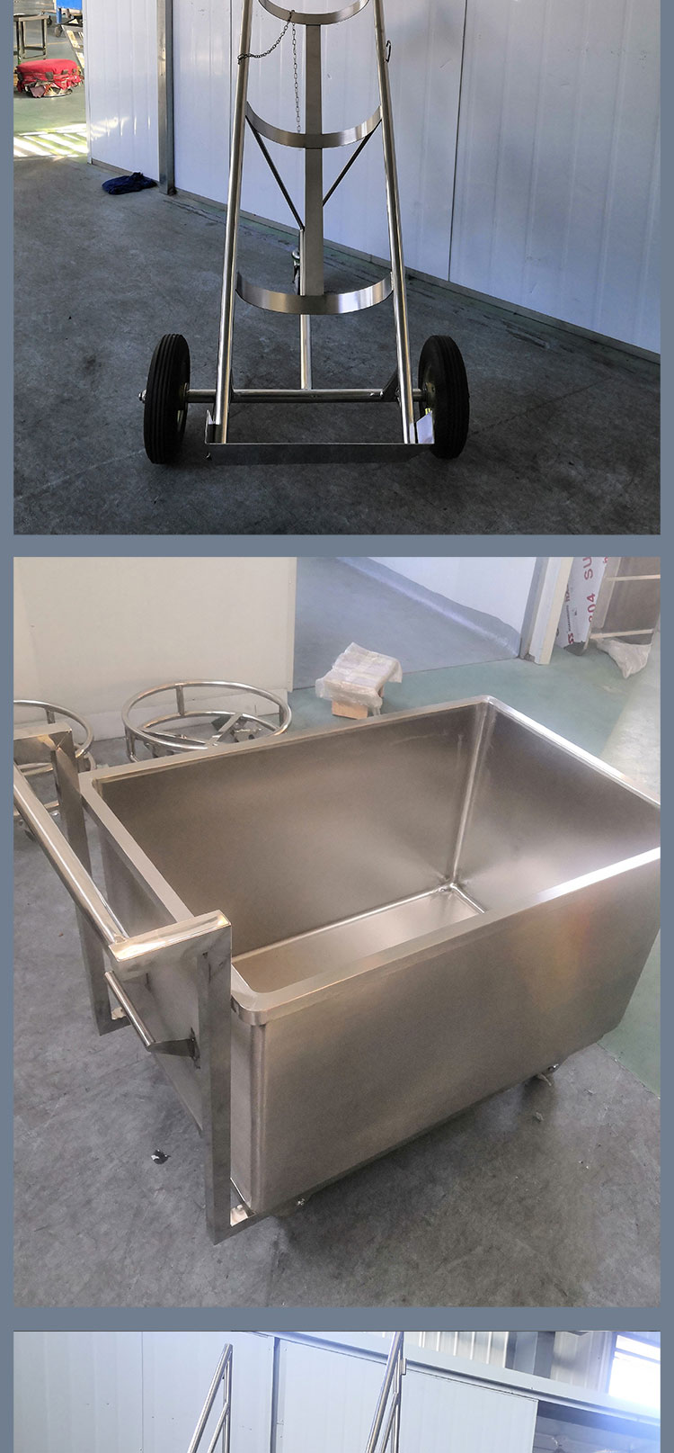 DeManlai stainless steel trolley, three-layer handcart, product handling tools, anti-corrosion, rust prevention, and easy cleaning