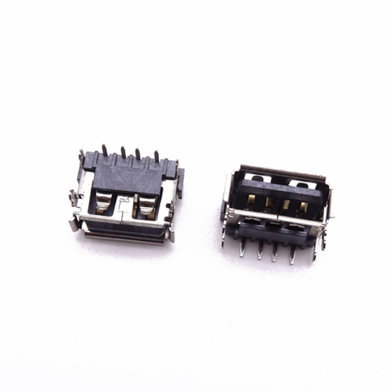 Jixing Precision USB 4P female short body 2.0 connector, four pin 90 degree plug-in board, multifunctional charging port