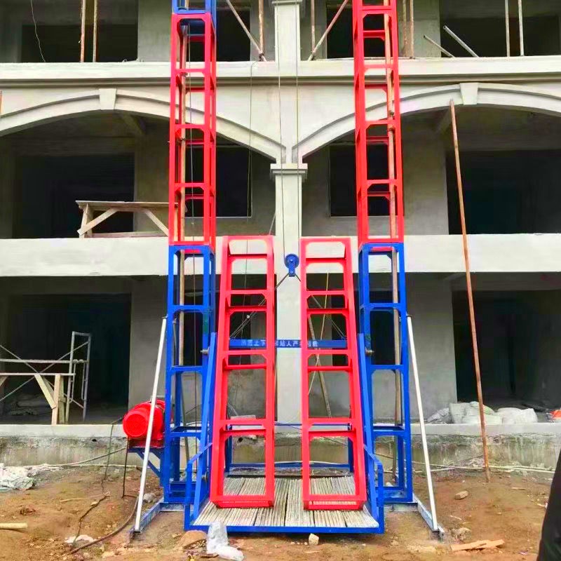 Single column double cage material elevator, single cage construction elevator, gantry type loading platform, customized mast machine