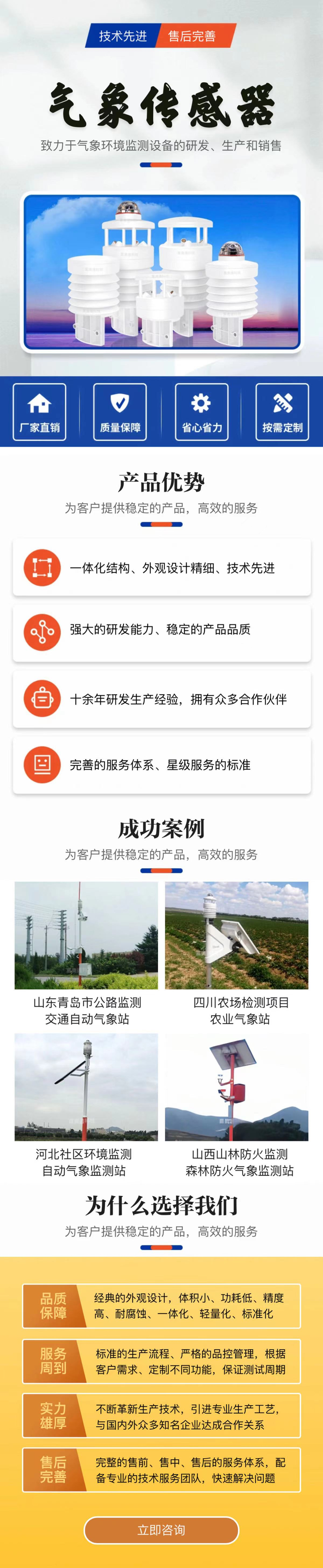 Eight element meteorological sensor, eight parameter meteorological Fuaotong micro meteorological instrument, ultrasonic wind speed