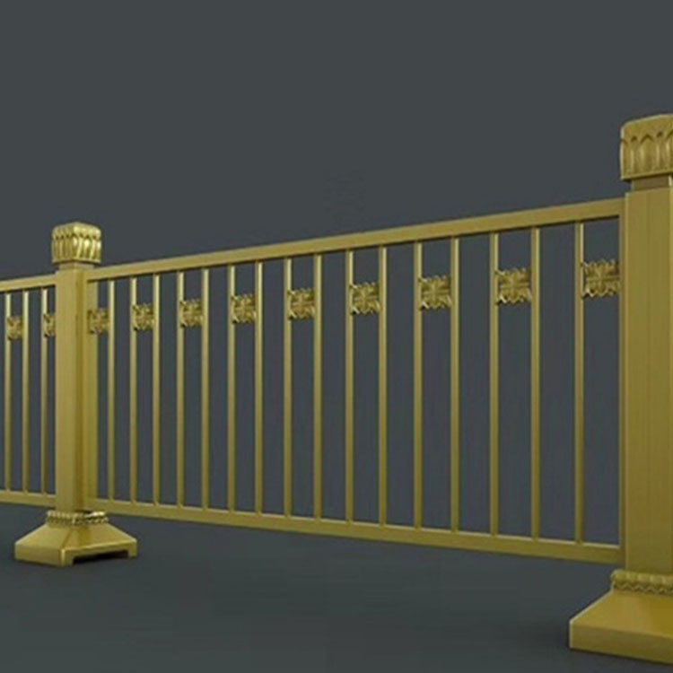 Road safety fence, golden guardrail, urban road partition railing, support customization