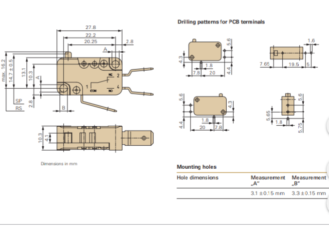 ZF ZF micro switch, button type, wing end D45R-V1AA