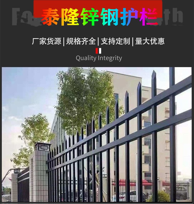 Tailong Galvanized Steel Pointed Fence School Factory Zinc Steel Fence Park Villa Spray Plastic Iron Fence