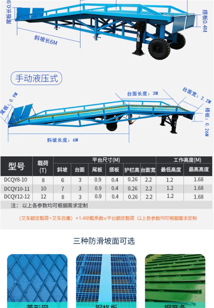 Weilin Qinli Mobile Unloading Platform 10 ton Boarding Bridge Customized Manual Hydraulic Loading and Unloading Platform