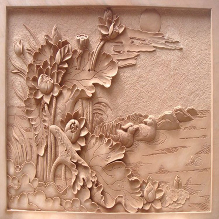 风景人物石雕壁画 广场公园文化石材照壁雕工细致装饰好