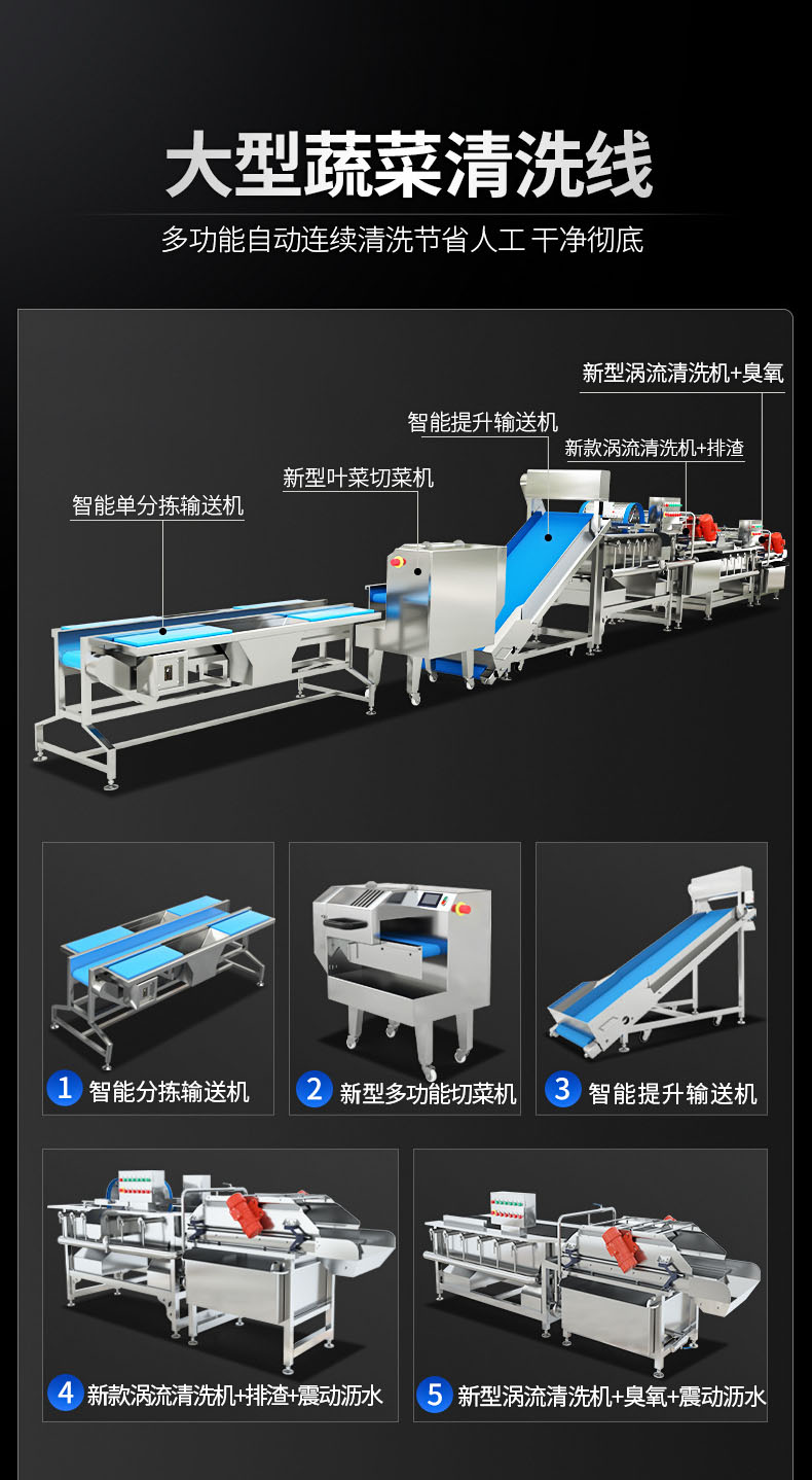 Large clean vegetable processing assembly line Longan Passion Fruit Cleaning Equipment Small Scallion Spinach Bean Sprout Cleaning Air Mainline