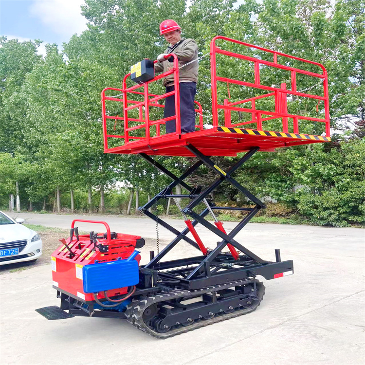 Multifunctional automatic lifting and lifting platform for fruit picking and lifting Crawler type orchard high-altitude operation hydraulic lifting vehicle