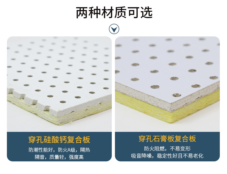 Perforated composite sound-absorbing board in the computer room, punched and pasted with cotton aluminum buckle board, gypsum board, equipment room ceiling wall sound-absorbing board