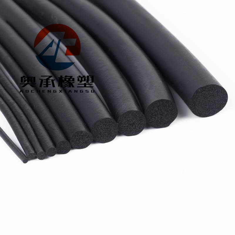 EPDM foam sealing strip, solid circular O-shaped strip, black cylindrical strip, EPDM sponge filled rubber strip