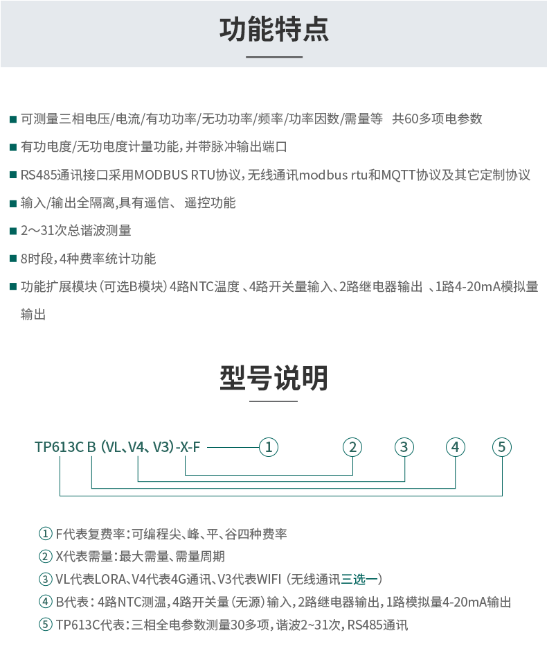 [Tuopuri] Power monitoring system TP613 Three-phase electric power energy meter simultaneously measures 28 electrical parameters