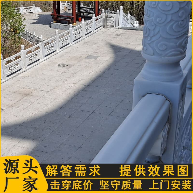 Sculpture pictures of stone railings in temple gardens Outdoor granite stone fences in temples are aesthetically pleasing and minimalist