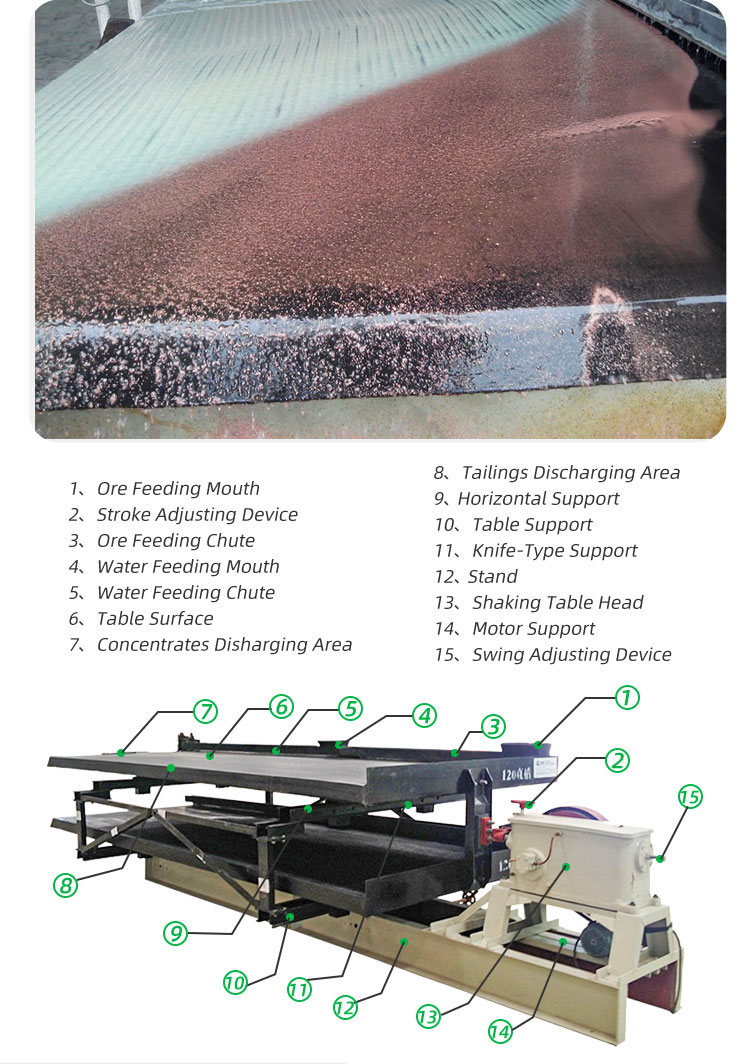 6s placer gold ore washing shaking table with excellent material for long-term metal heavy selection