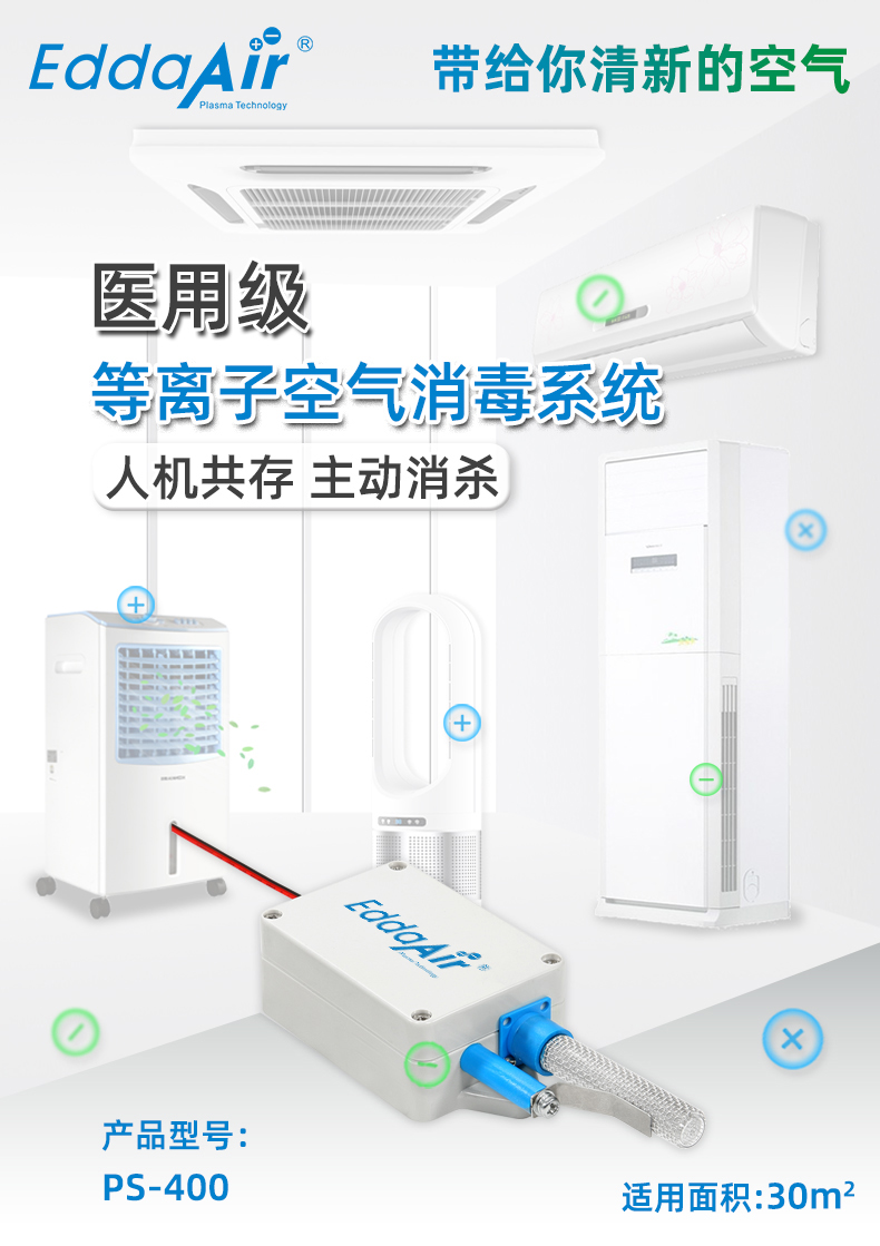 Plasma embedded disinfection device, medical air disinfector, air conditioning fresh air purification, sterilization, and odor removal device