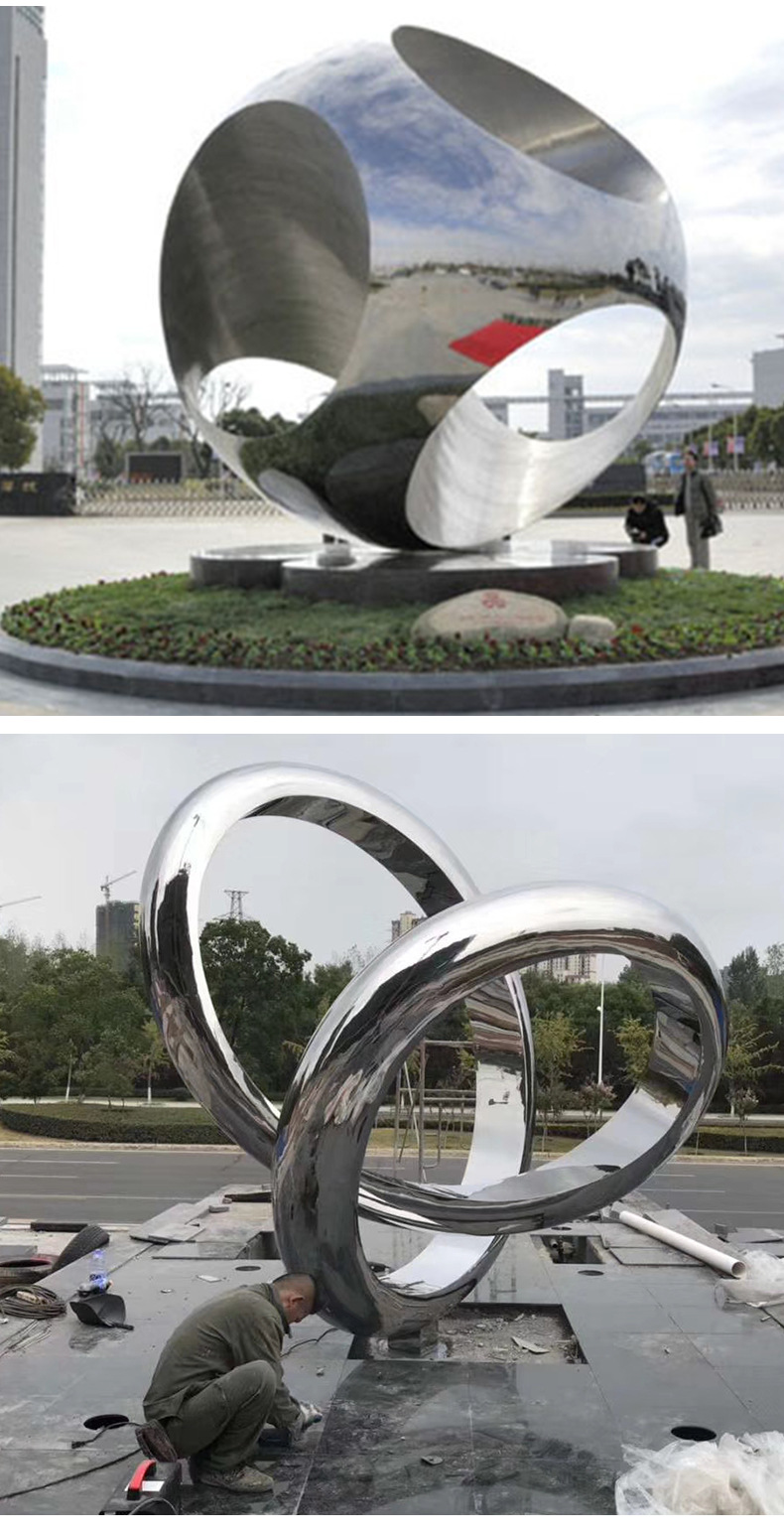 Large Campus City Square Stainless Steel Sculpture Sales Office Water Feature Luminous Outdoor Abstract Garden Landscape Sculpture