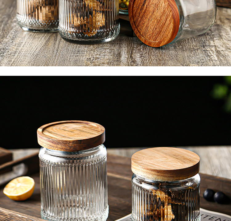 Vintage relief glass sealed jar storage jar Snack dried fruit jar Kitchen storage jar Food grade glass jar