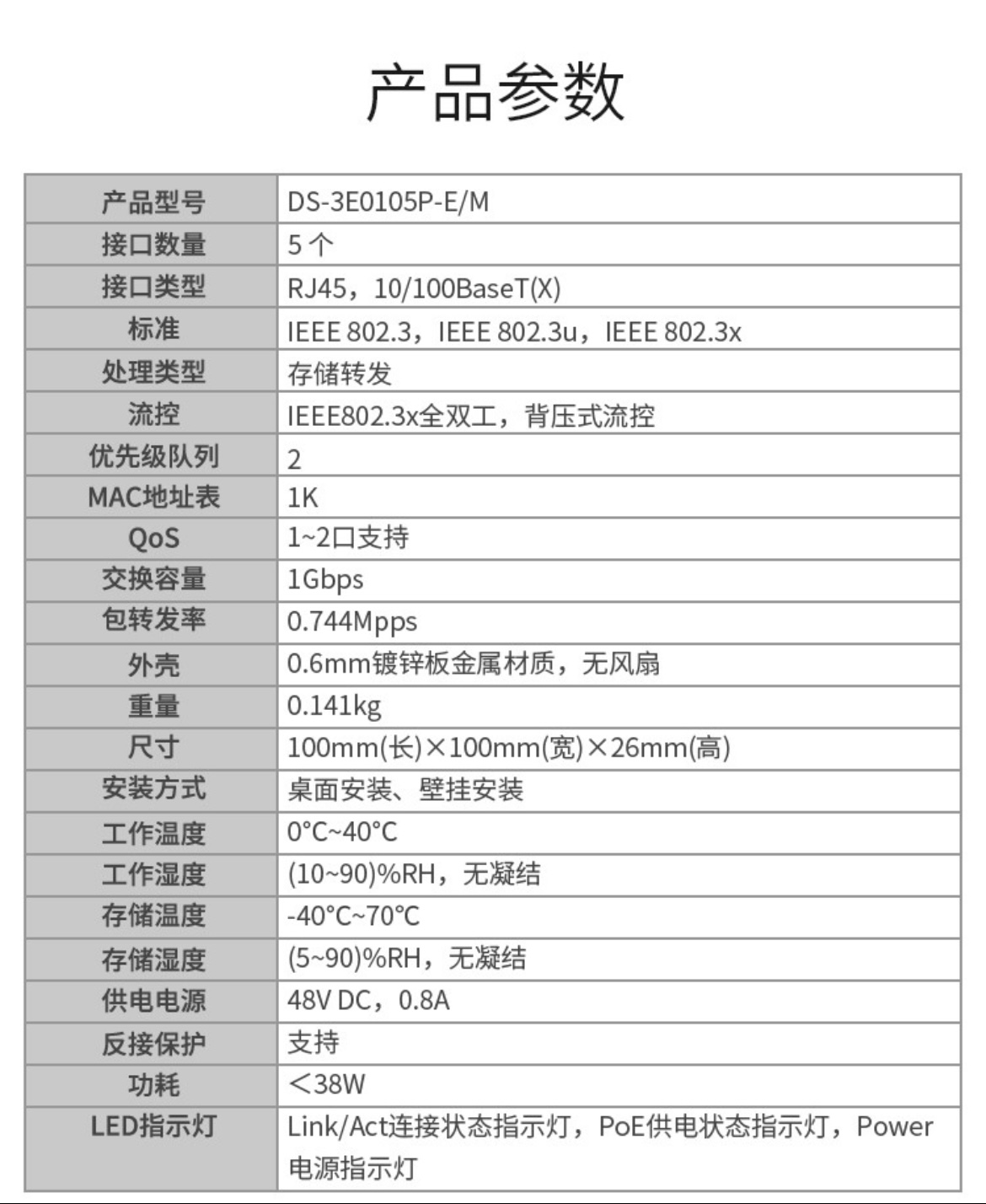 Haikang 5-port 100M POE monitoring switch non managed extended network cable transmission