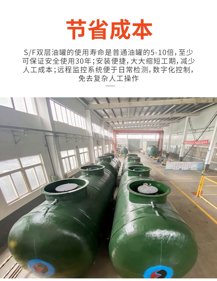 Haosheng SF/FF/SS technology steel Tempered glass fiber double-layer oil tank