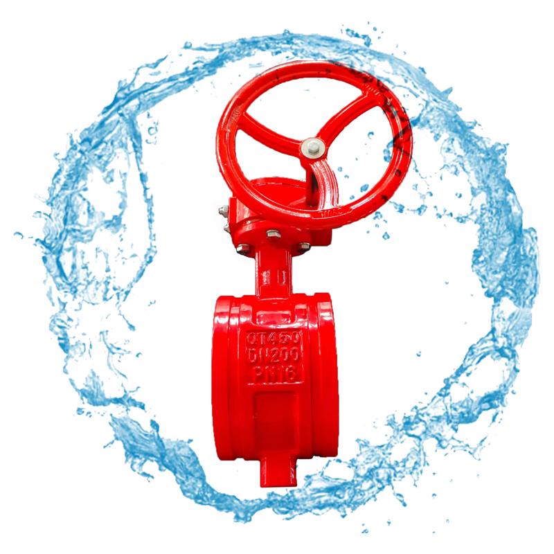 Firefighting water supply network groove butterfly valve turbine handle D381X/D81X clamp