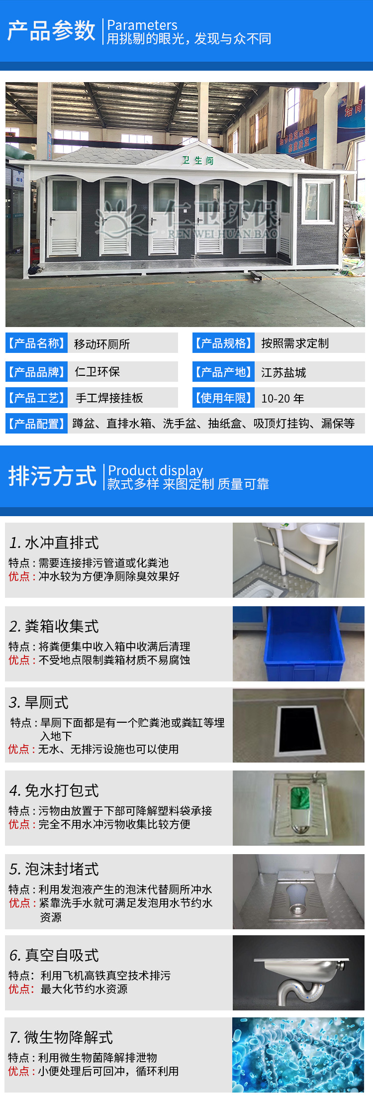 Renwei Customized Mobile Environmental Protection Public Toilet New Mobile Toilet Circulating Water Flushing Toilet