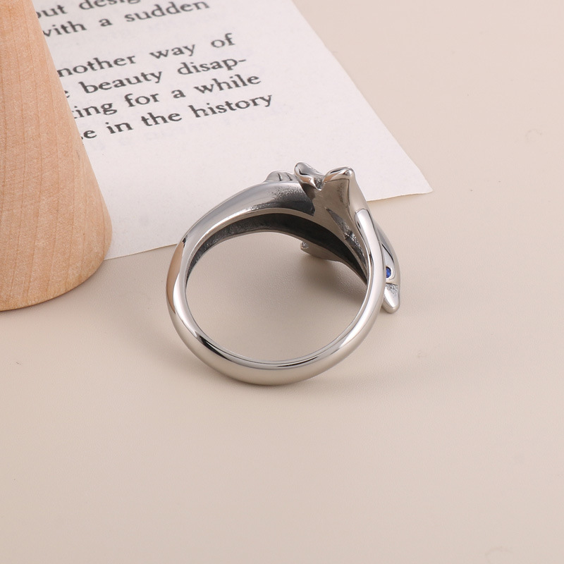 Original Factory Creative Stainless Steel Small Animal Men's Ring Titanium Steel Tidal Blue Eyed Dolphin Ring for Friends