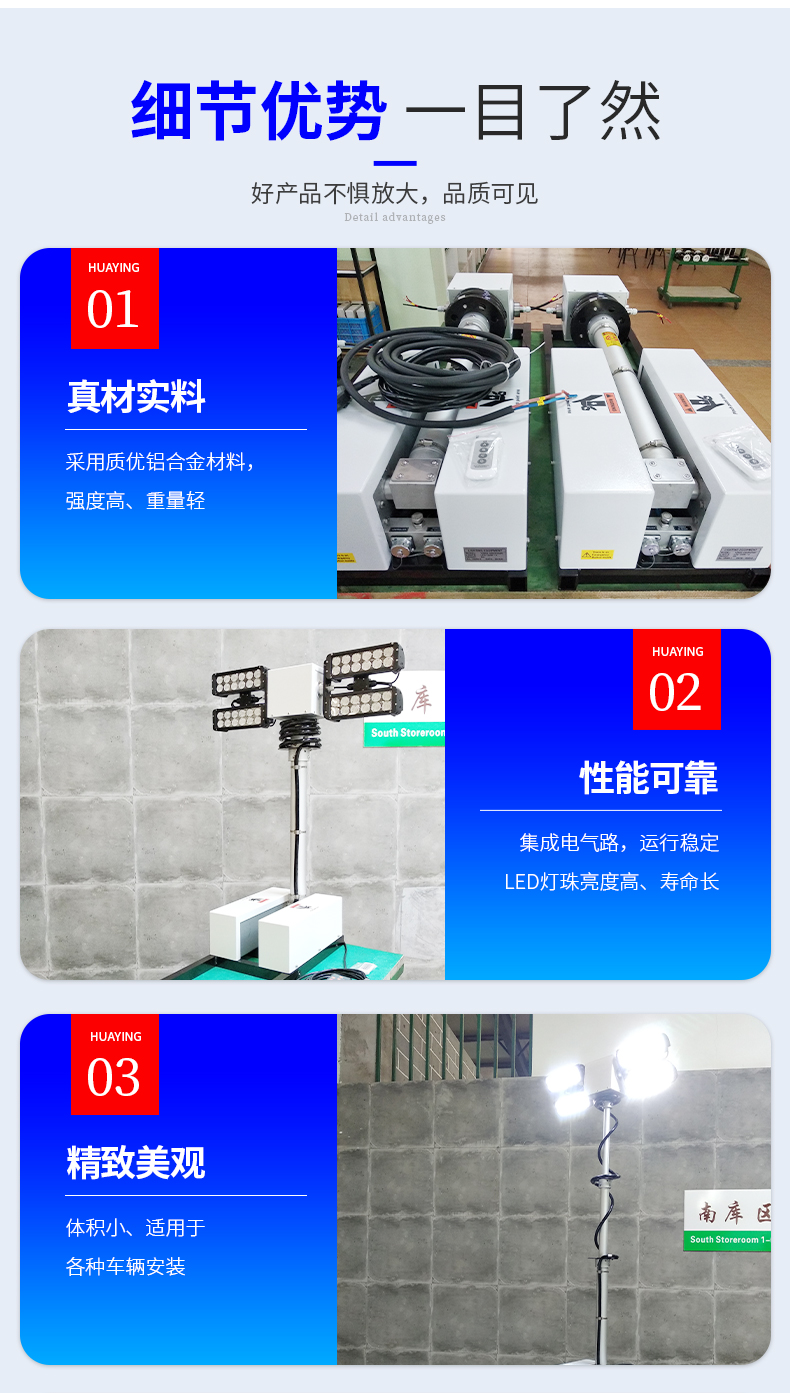 YZ2-480W Car Reversing Illumination Lamp Foldable Lift HYML Customized by Huaying Manufacturer